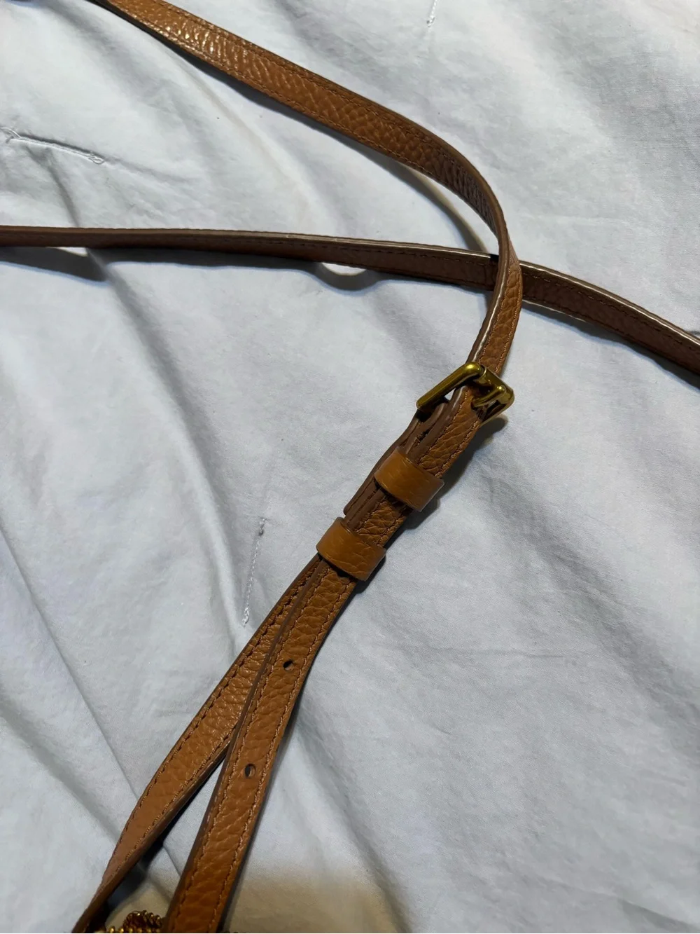 Fossil Tan Pebbled Leather Crossbody Bag